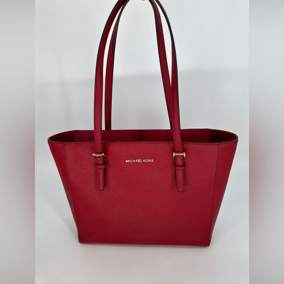 Michael Kors Saffiano red Leather Tote Bag - Picture 1 of 9